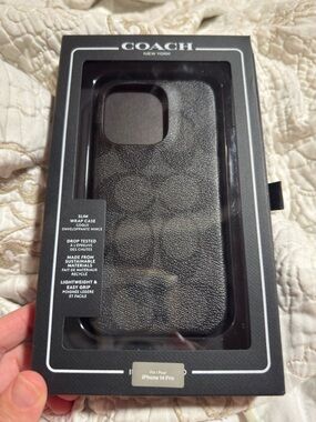 Black Coach Slim Wrap Case for iPhone 14 Pro
